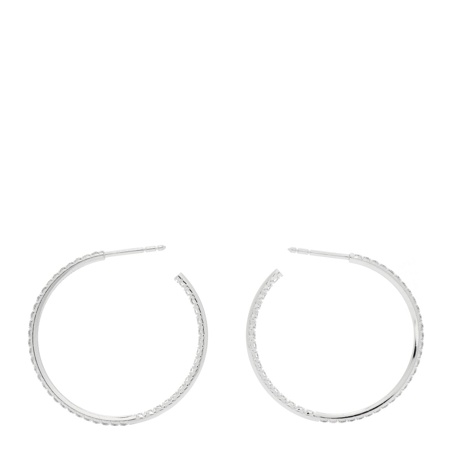 18K White Gold Diamond Large Metro Hoop Earrings