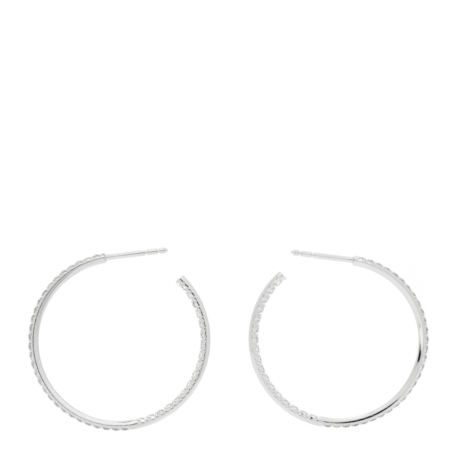 Tiffany 18K White Gold Diamond Large Metro Hoop Earrings 3 of 6