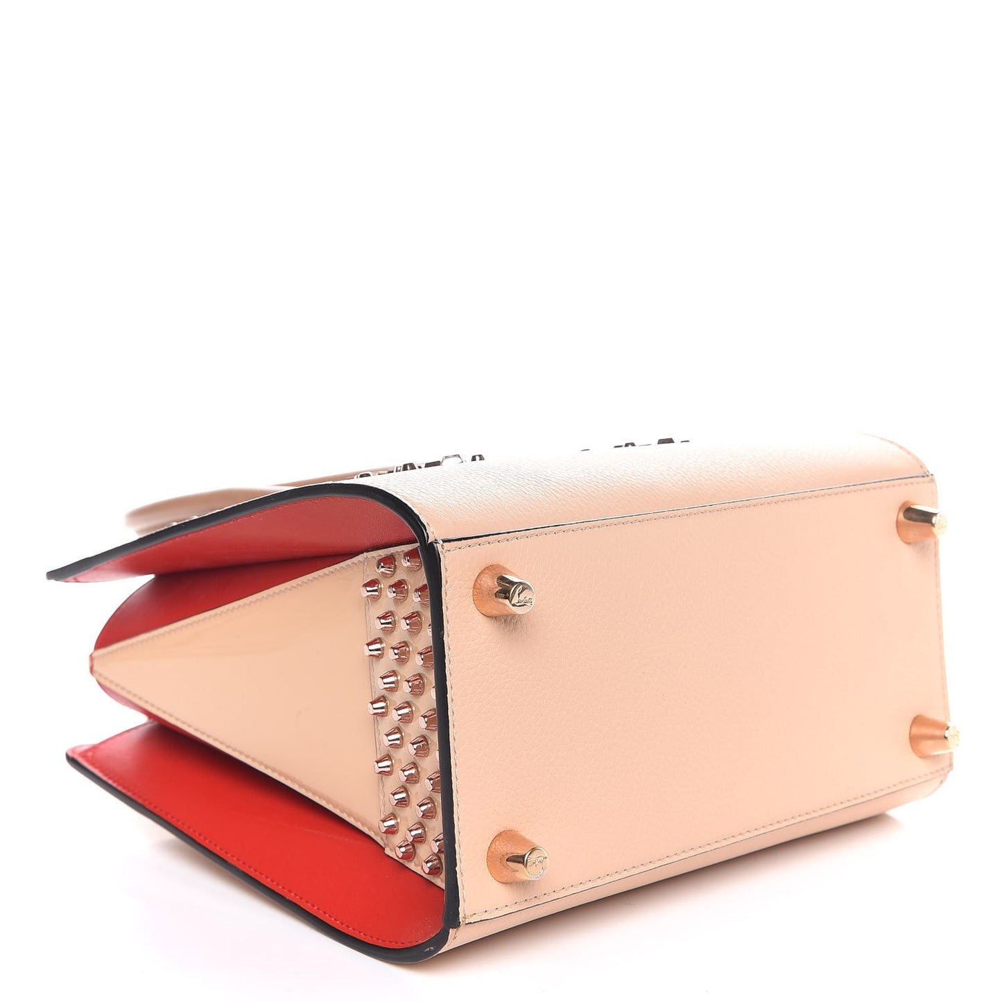 Calfskin Patent Studded Small Paloma Naturel Rose Gold