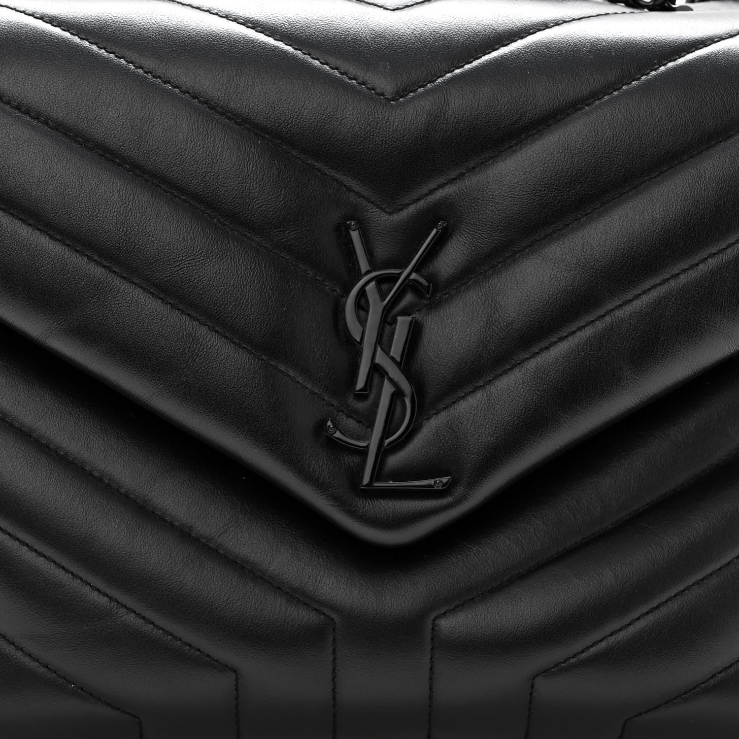 Saint Laurent Calfskin Y Quilted Monogram Monochrome Medium Loulou Chain Satchel Black 8 of 10