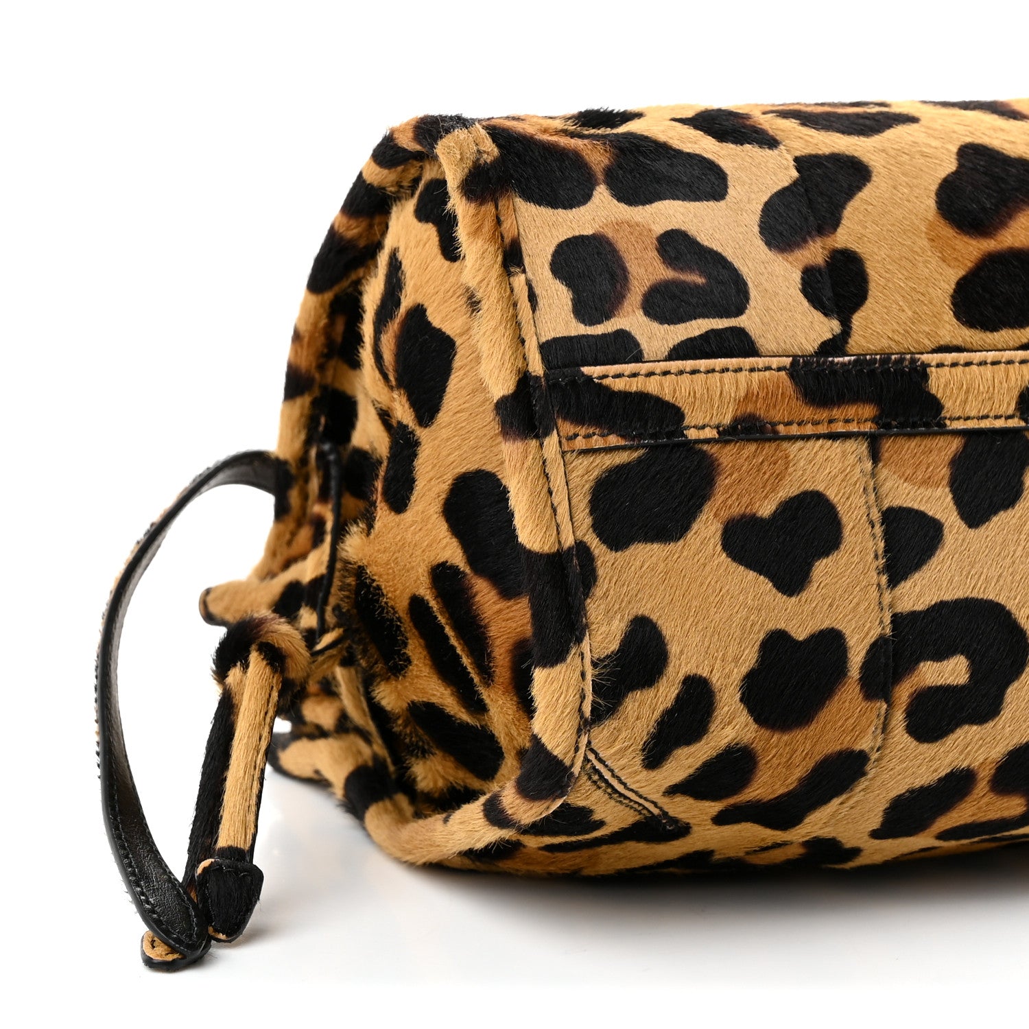 Prada Pony Hair Leopard Print Triangle Medium Bonnie Shoulder Bag Honey 9 of 11