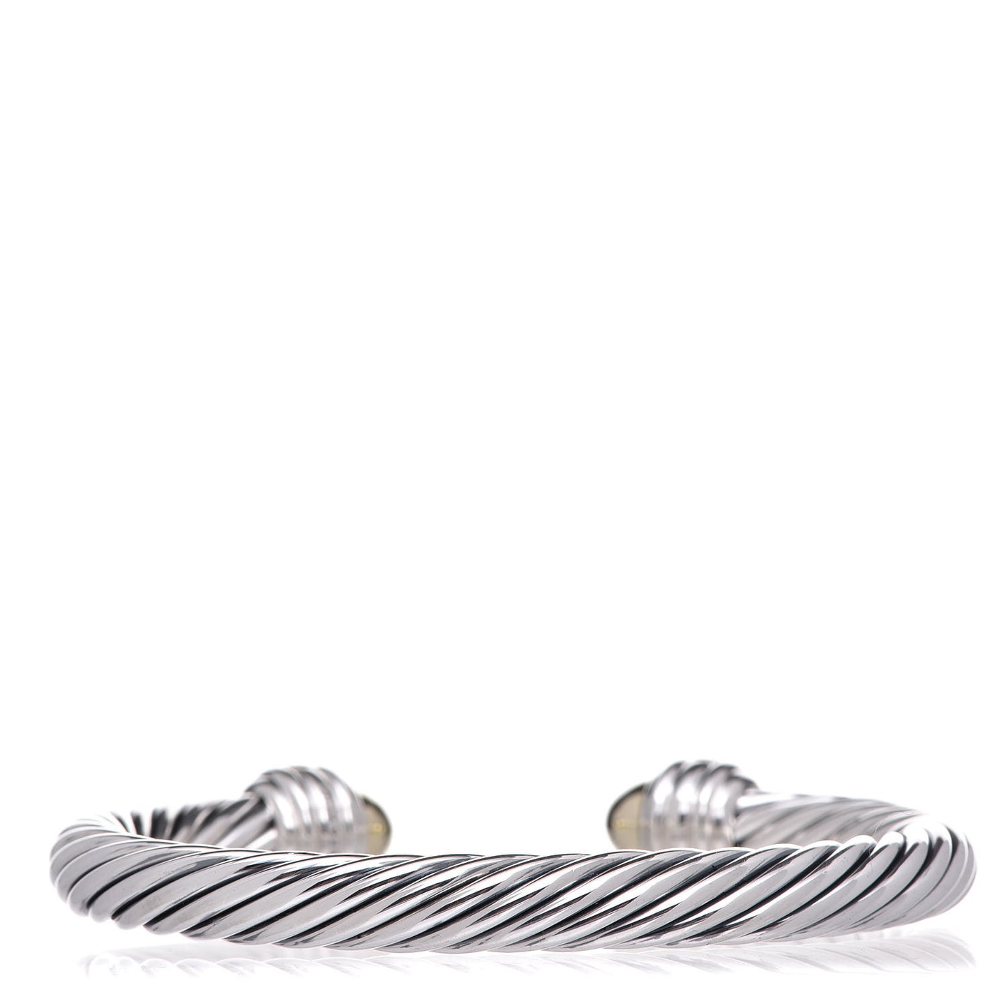 Sterling Silver 14K Yellow Gold Diamond 7mm Cable Classics Bracelet