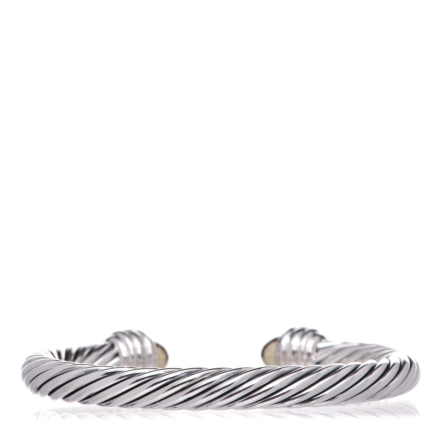 David Yurman Sterling Silver 14K Yellow Gold Diamond 7mm Cable Classics Bracelet 3 of 4
