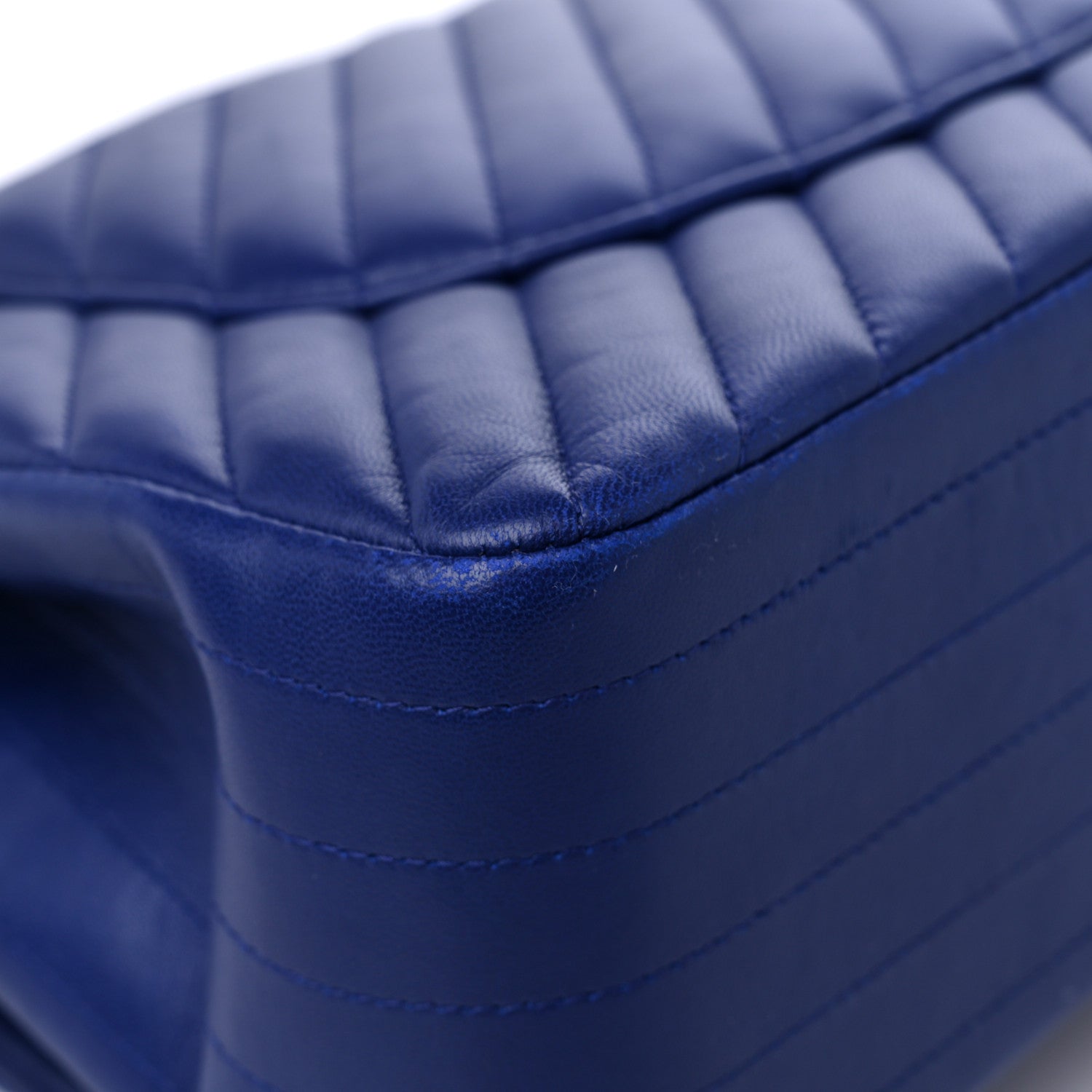 Chanel Lambskin Chevron Quilted Jumbo Double Flap Navy Blue 10 of 15