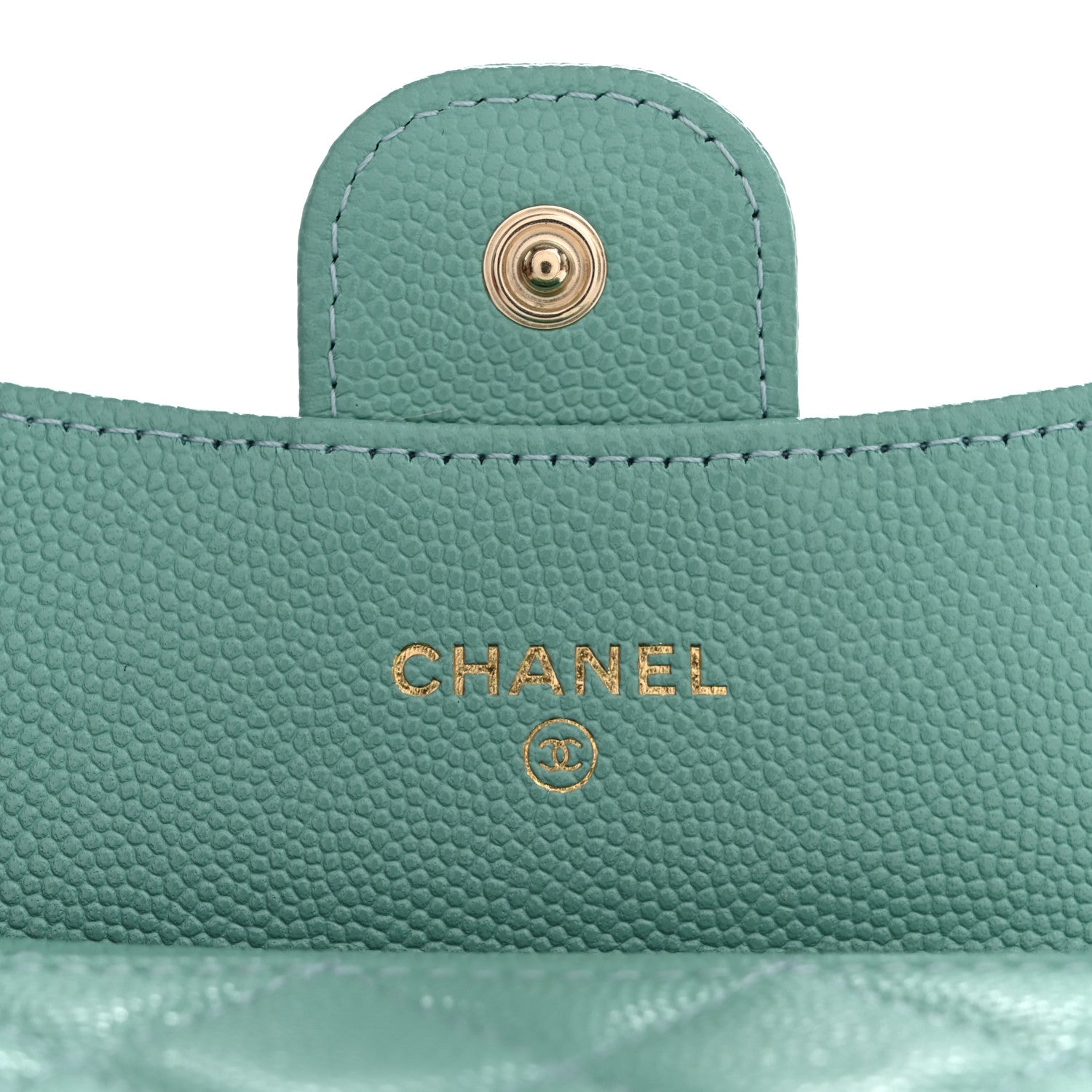 Chanel Caviar Quilted Flap Card Holder Wallet Light Green 6 of 9