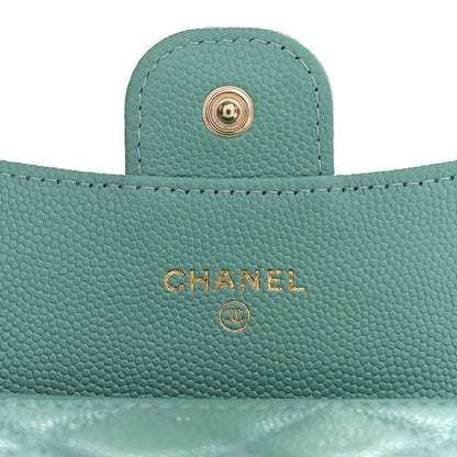 Chanel Caviar Quilted Flap Card Holder Wallet Light Green 6 of 9