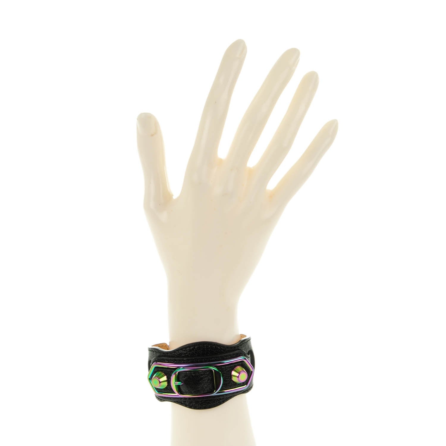 Balenciaga Chevre Iridescent Metallic Edge Hardware Bracelet S Black 2 of 8