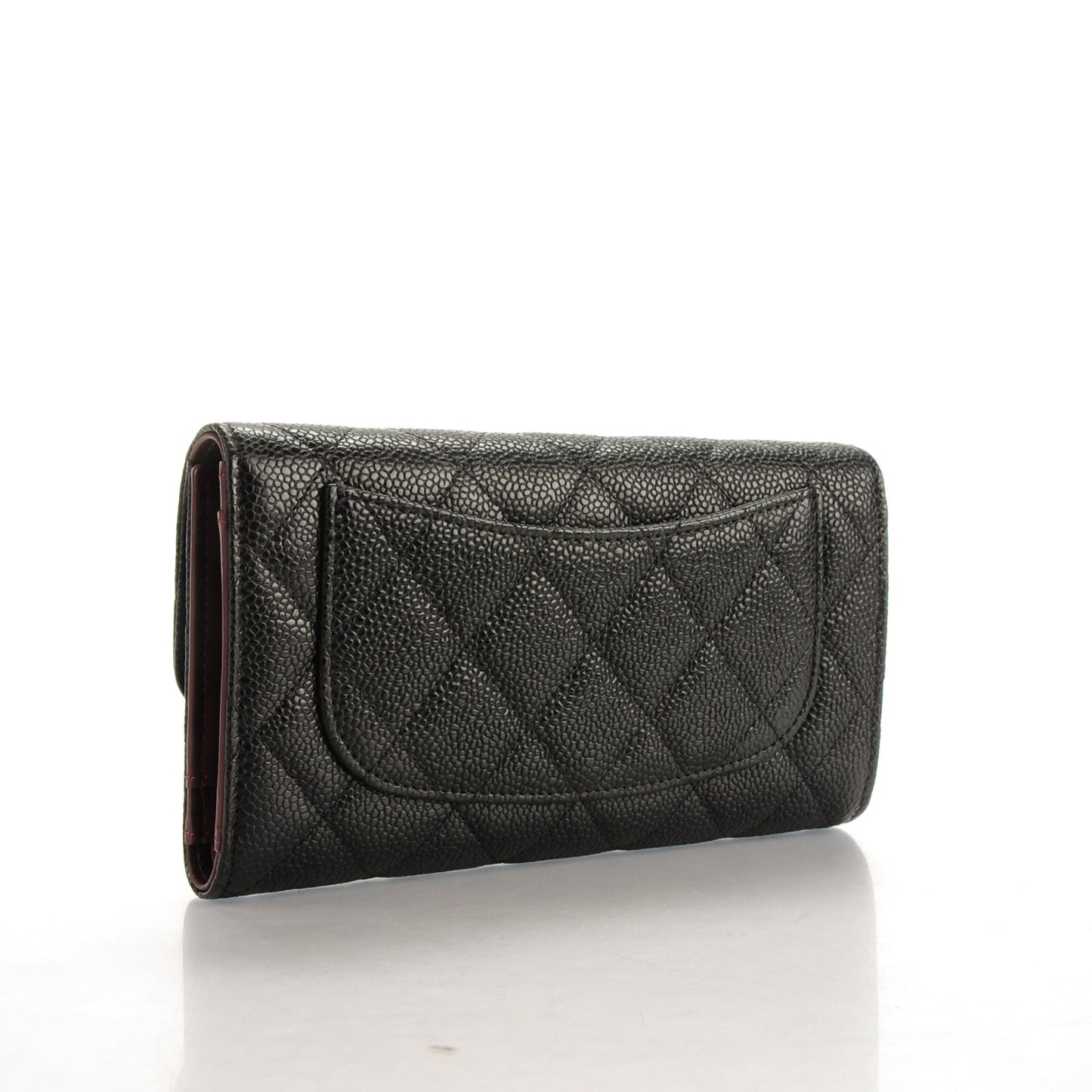 Caviar Quilted Large Flap Wallet Black