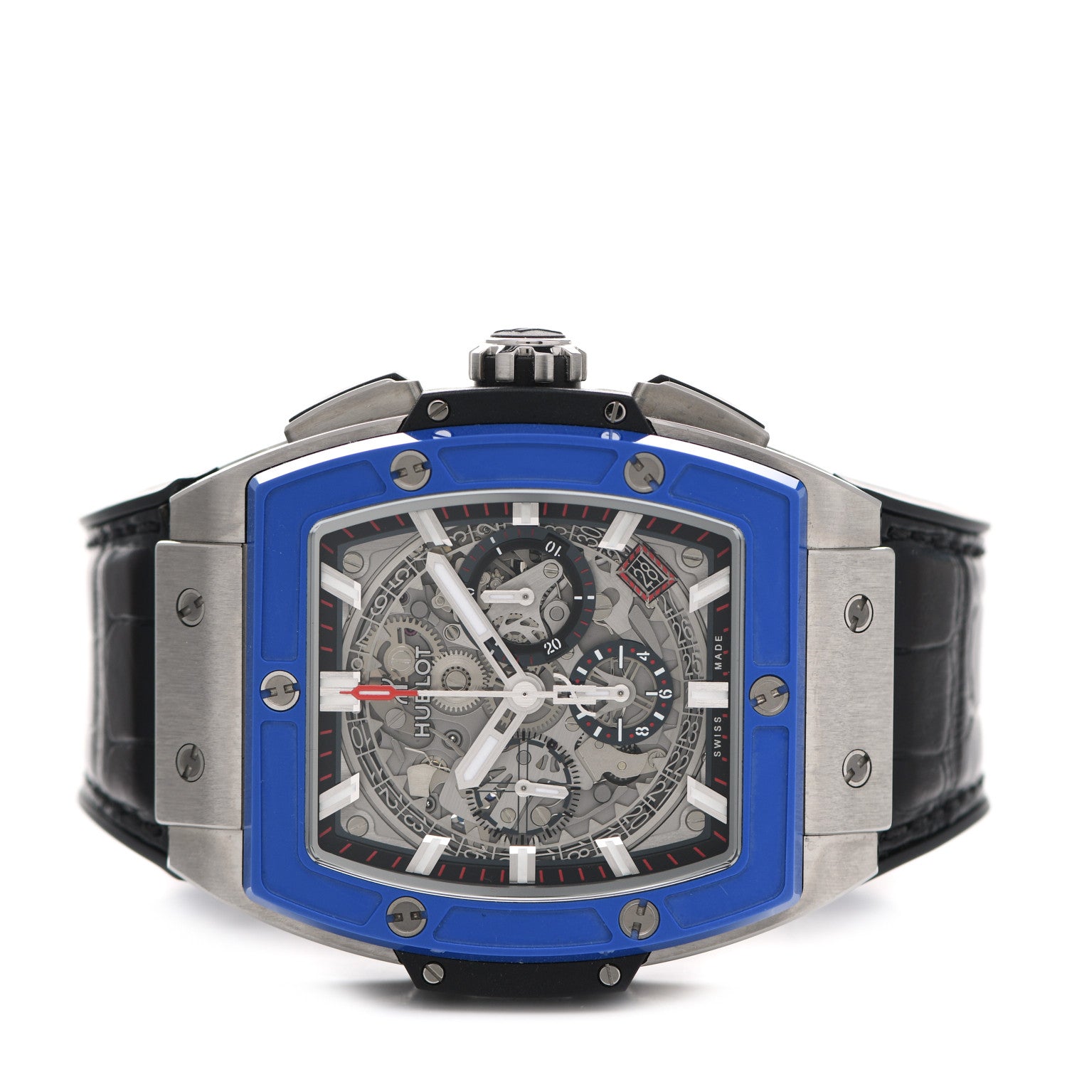 Hublot Titanium Alligator 42mm Spirit of Big Bang Automatic Watch Blue 641.NM.0173.LR 2 of 5