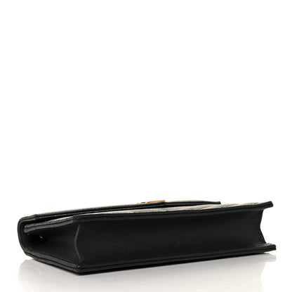 Saint Laurent Grain De Poudre Matelasse Chevron Monogram Envelope Chain Wallet Dark Smog 3 of 7