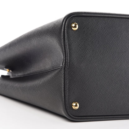 Prada Saffiano Cuir Large Double Bag Black Fuoco 8 of 20