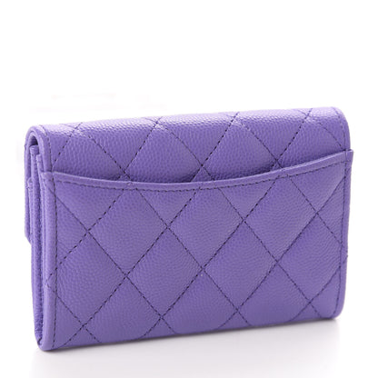 Chanel Caviar Quilted Flap Card Holder Wallet Purple 3 of 9