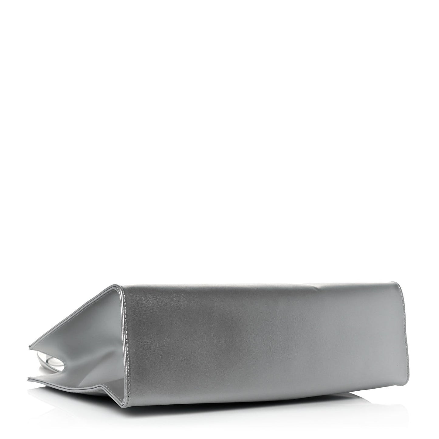 Metallic Vegan Leather Medium Shopping Bag Silver