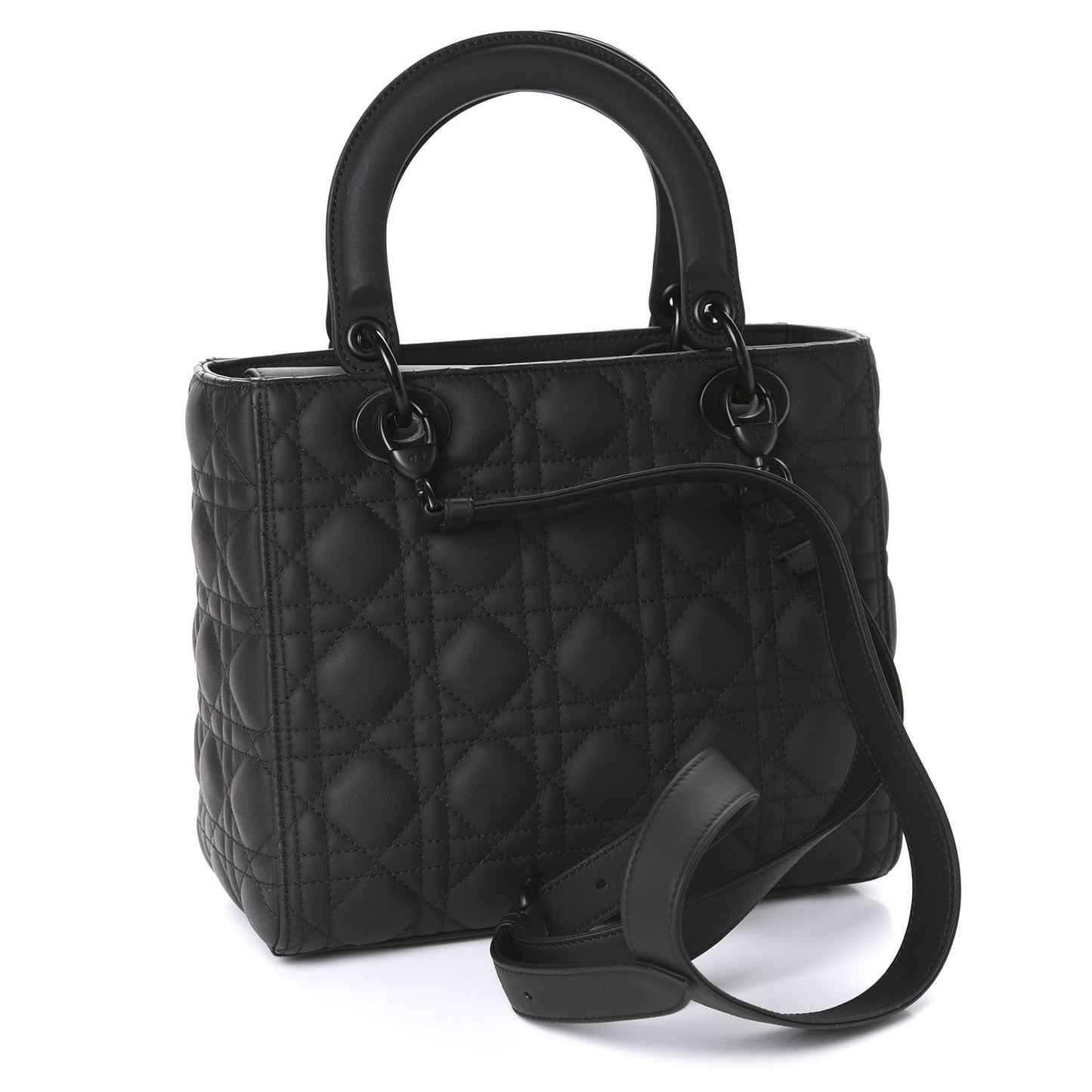 Ultra Matte Calfskin Cannage Medium Lady Dior Black