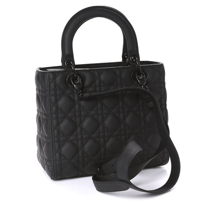 Christian Dior Ultra Matte Calfskin Cannage Medium Lady Dior Black 4 of 11