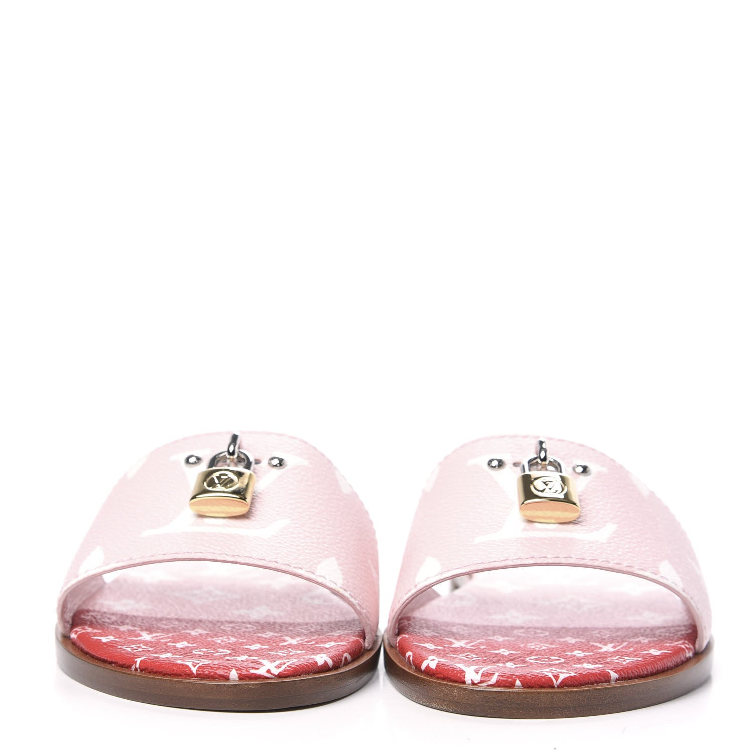 Louis Vuitton Monogram Giant Lock It Flat Mules 39 Rouge Rose 2 of 9
