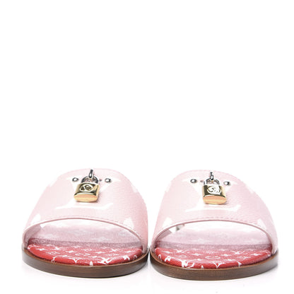Louis Vuitton Monogram Giant Lock It Flat Mules 39 Rouge Rose 2 of 9