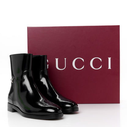 Gucci Brushed Calfskin Michelangelo Slim Horsebit Ankle Boots 36 Black 10 of 10