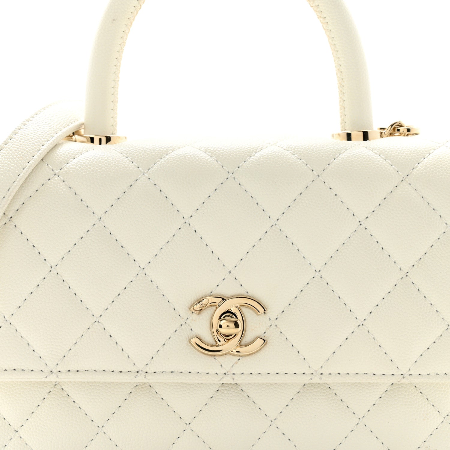 Chanel Caviar Quilted Mini Coco Handle Flap White 8 of 12