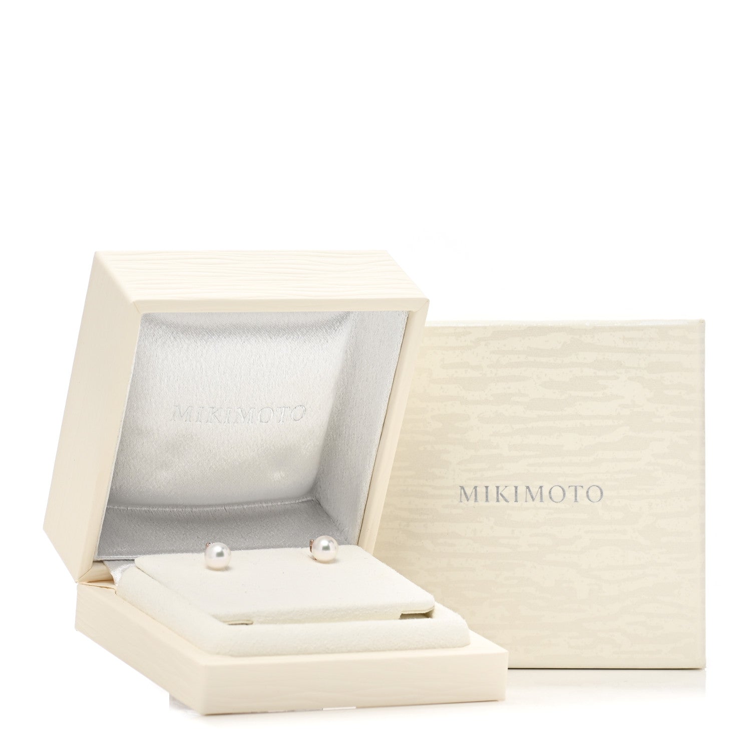 Mikimoto 18K Pink Gold Diamond Akoya Pearl 7mm Stud Earrings 5 of 5
