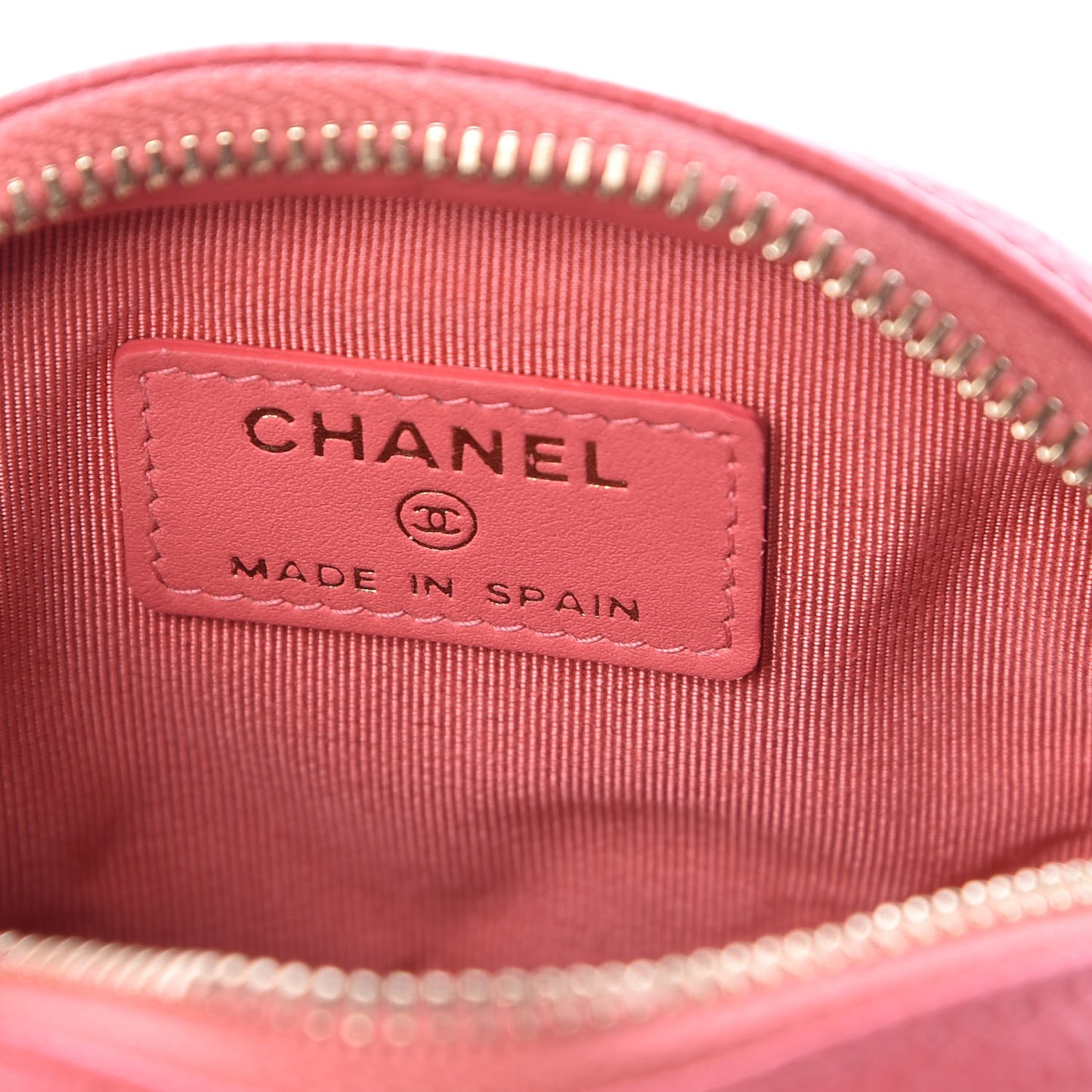 Iridescent Caviar Quilted Zip Around Classic Coin Purse Pink