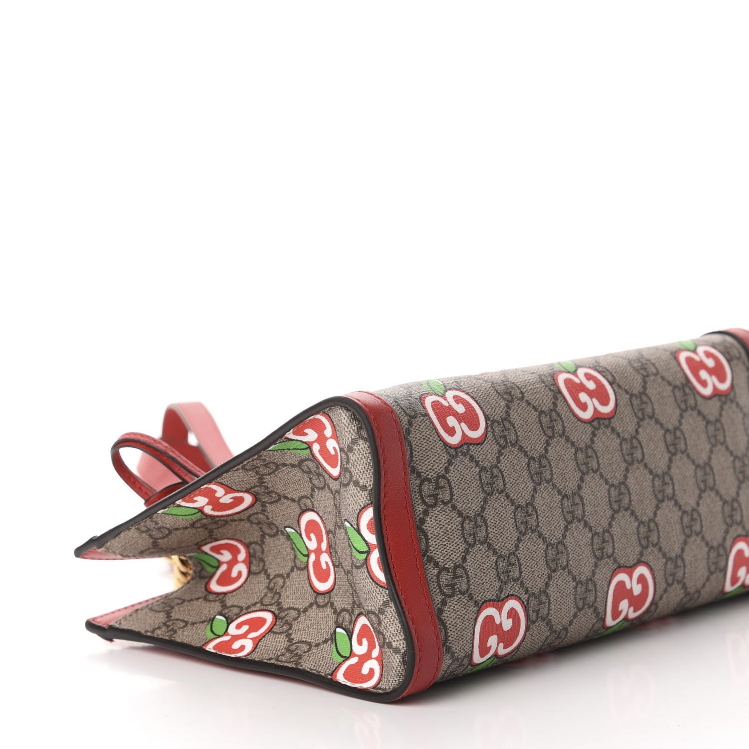 Gucci GG Supreme Monogram Apple Small Padlock Tote Beige Multicolor Lobster Red 9 of 11