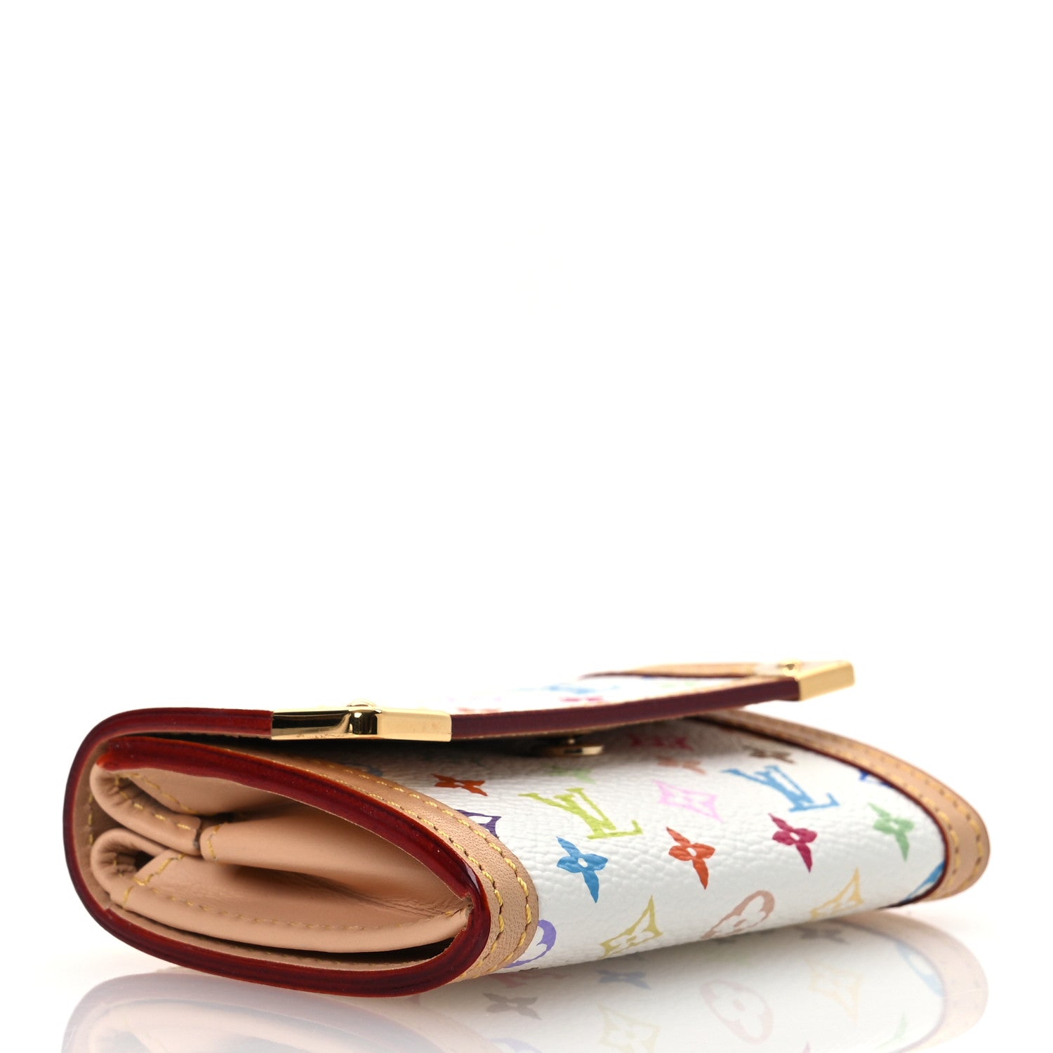 Louis Vuitton Monogram Multicolor Porte-Monnaie Plat Coin Purse White 4 of 9