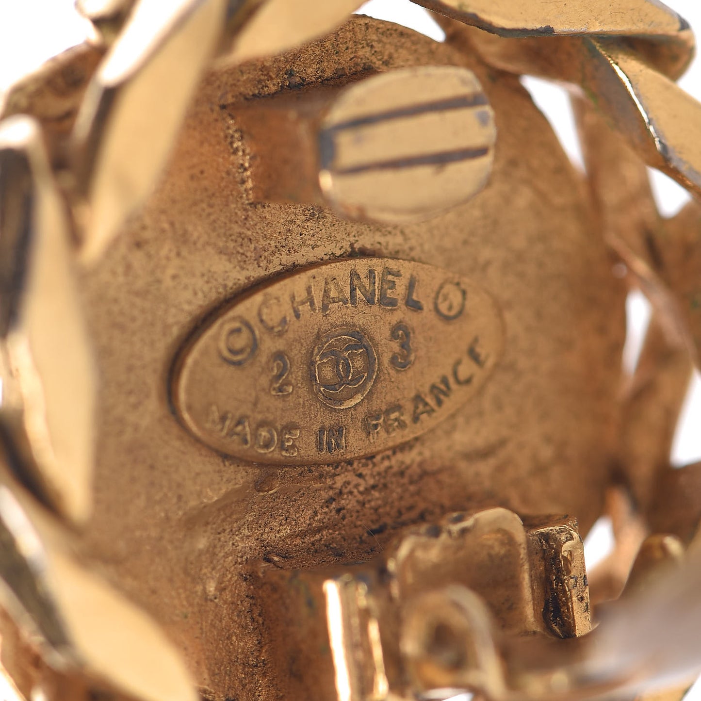 Crystal CC Chain Clip On Earrings Gold