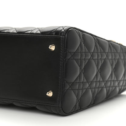 Christian Dior Lambskin Cannage Medium Lady Dior Black 10 of 11