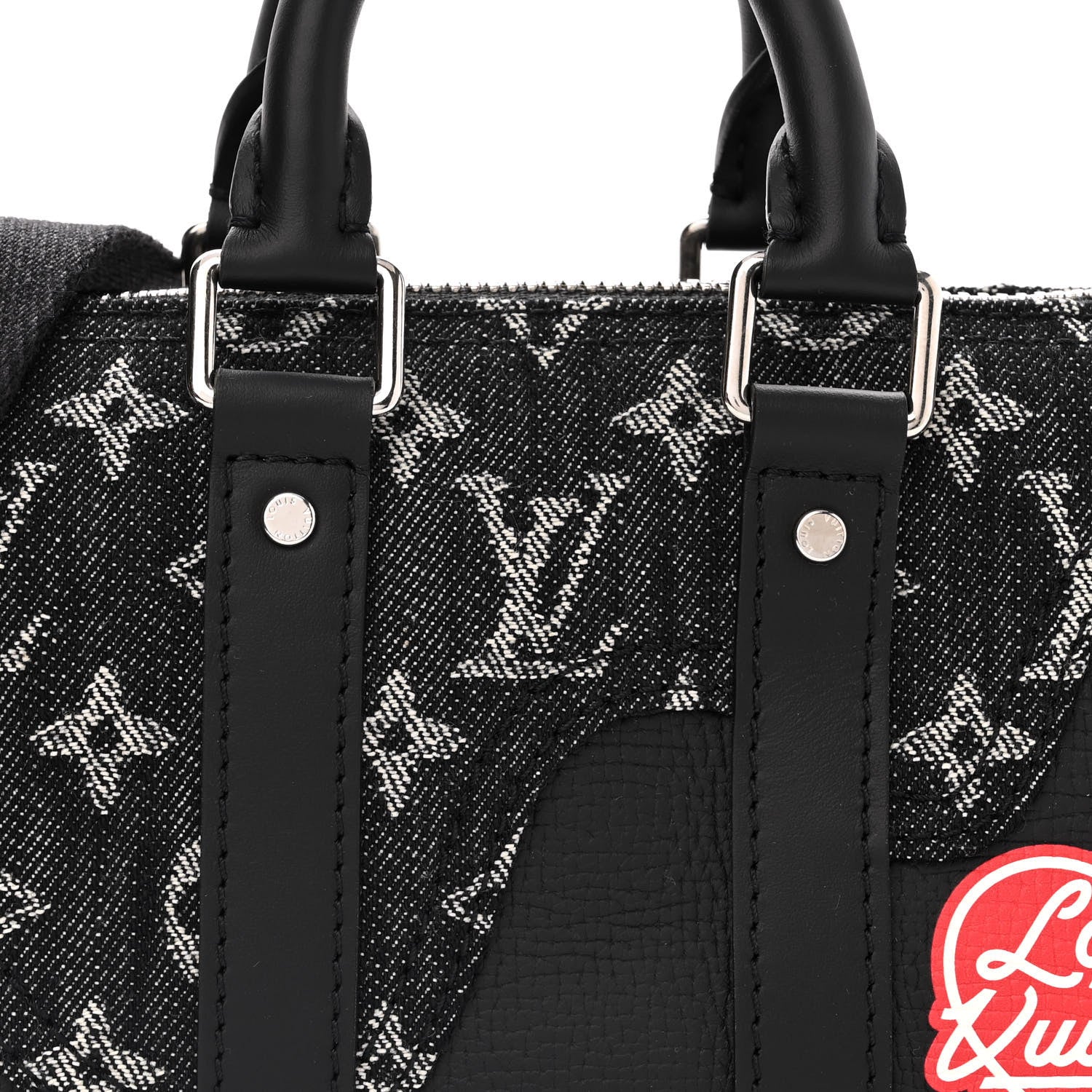 Louis Vuitton X NIGO Taurillon Monogram Denim Drip Keepall XS Black 7 of 12