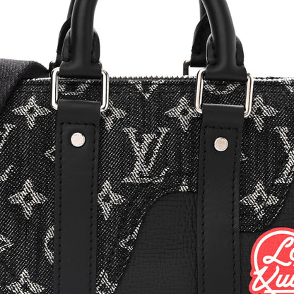 Louis Vuitton X NIGO Taurillon Monogram Denim Drip Keepall XS Black 7 of 12