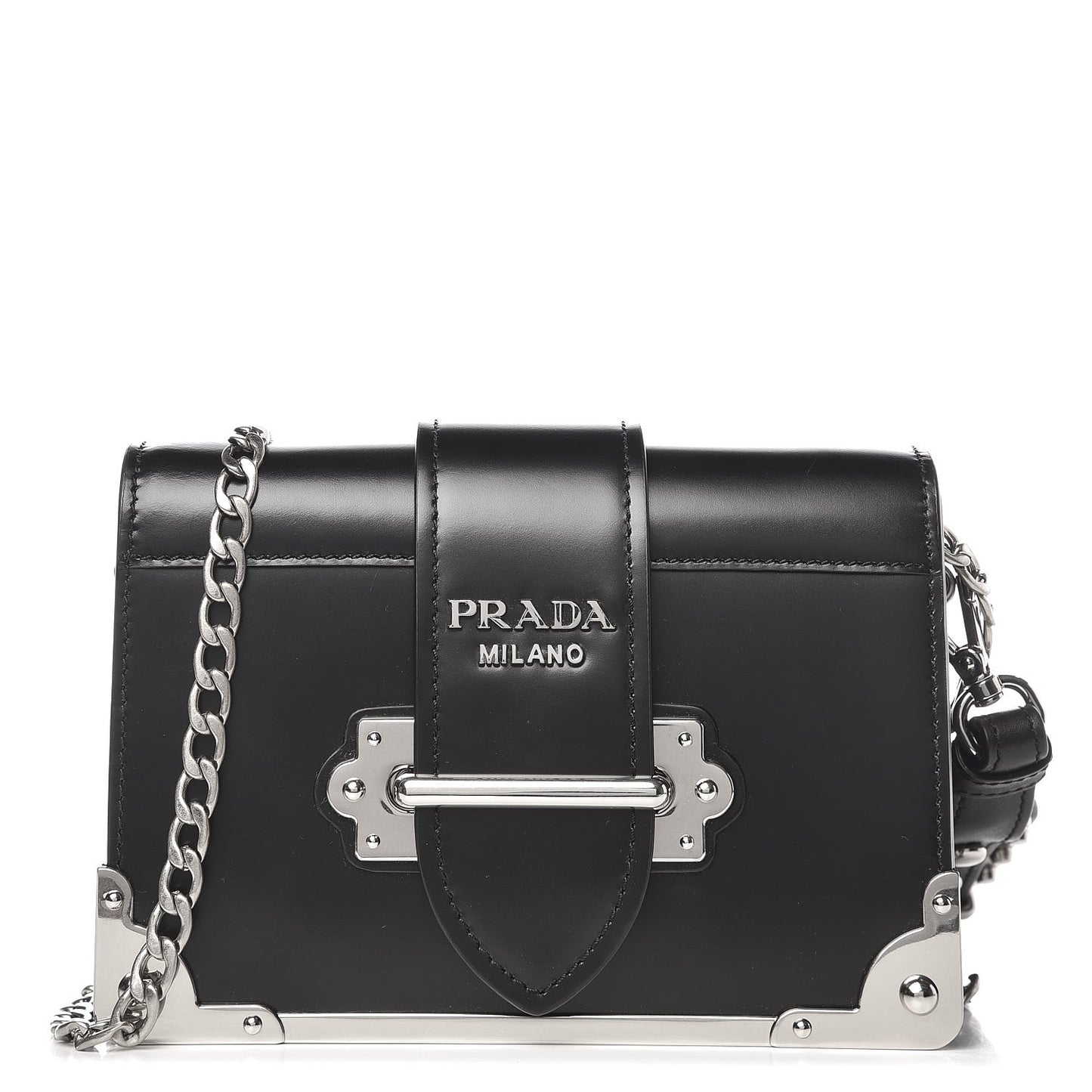 City Calfskin Cahier Chain Wristlet Clutch Black