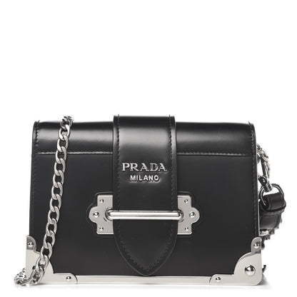 Prada City Calfskin Cahier Chain Wristlet Clutch Black 1 of 7