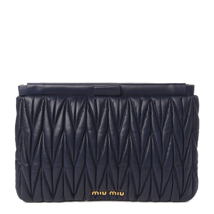 Miu Miu Nappa Matelasse Clutch Bleuette 1 of 9