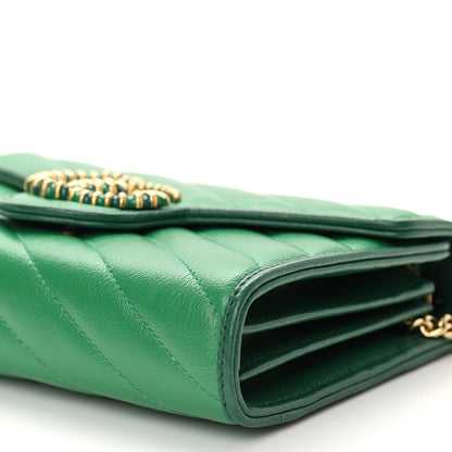 Gucci Azalea Calfskin Enamel Matelasse Diagonal Torchon GG Marmont Chain Wallet New Shamrock Emerald 10 of 10