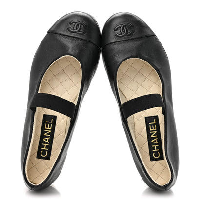 Chanel Lambskin Cap Toe CC Mary Jane Flats 39 Black 2 of 8