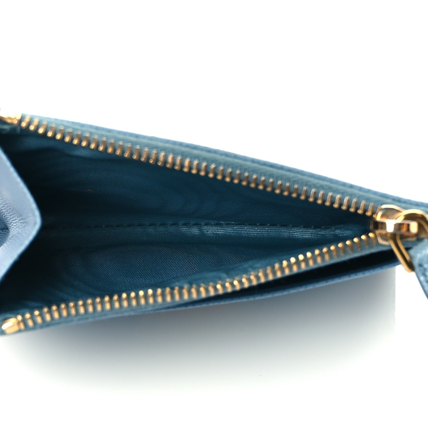 Prada Saffiano Metal Zip Card Holder Blue 5 of 7