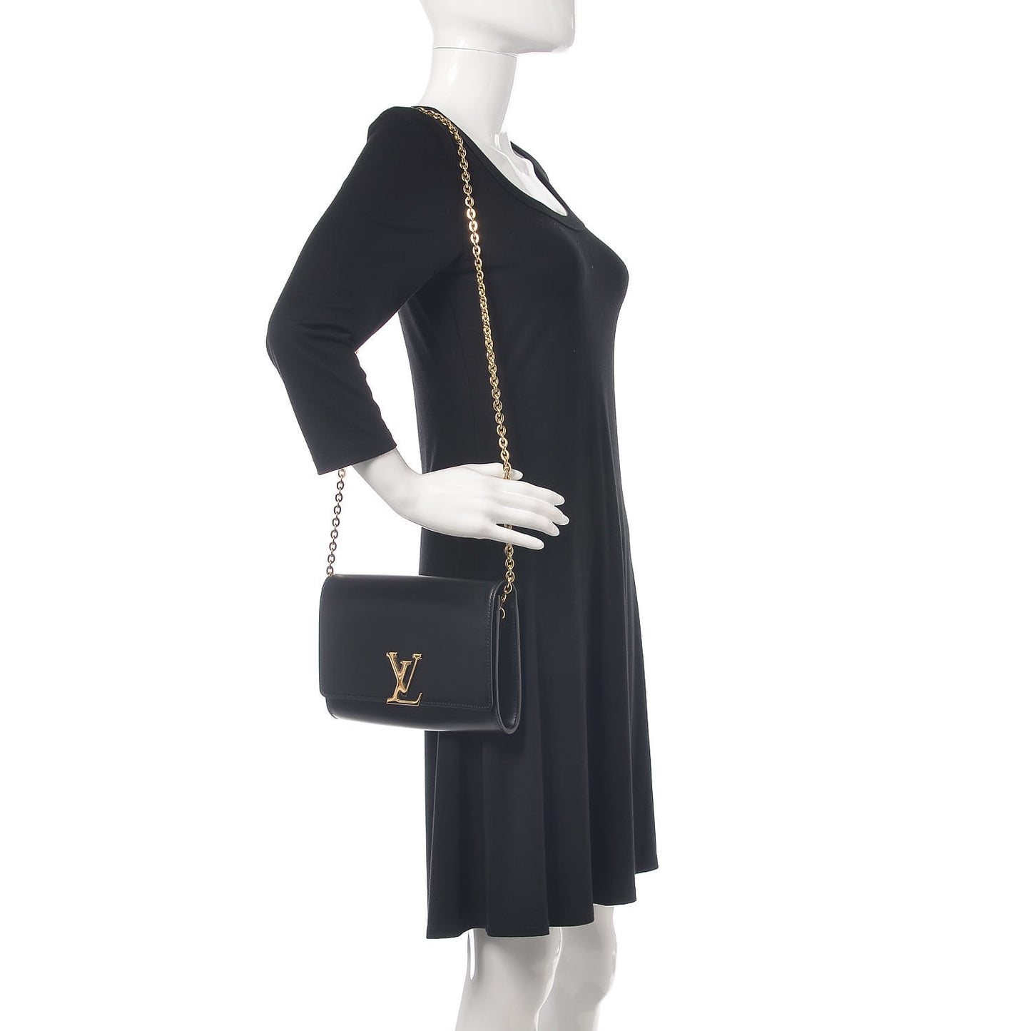 Calfskin Chain Louise GM NM Black