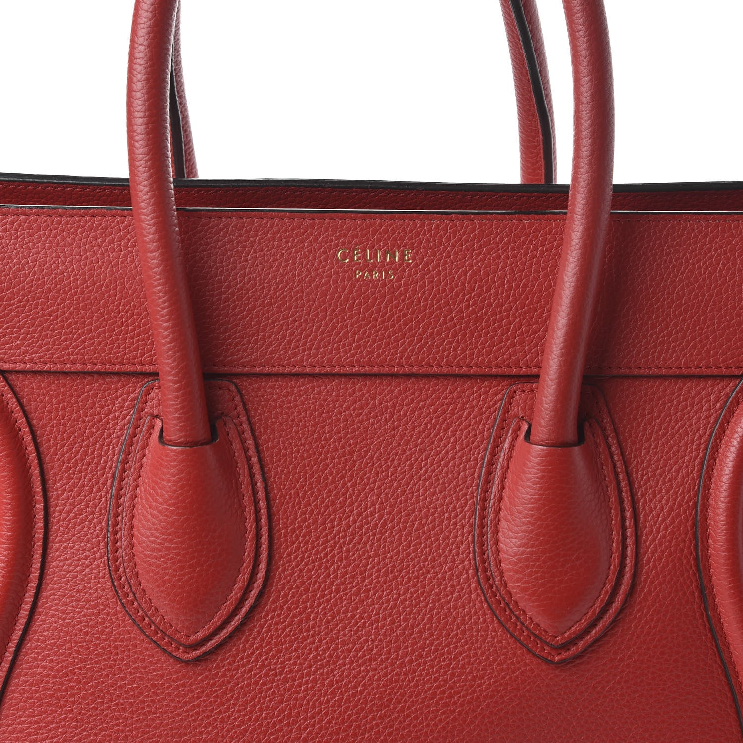 Celine Drummed Calfskin Mini Luggage Coquelicot 10 of 10