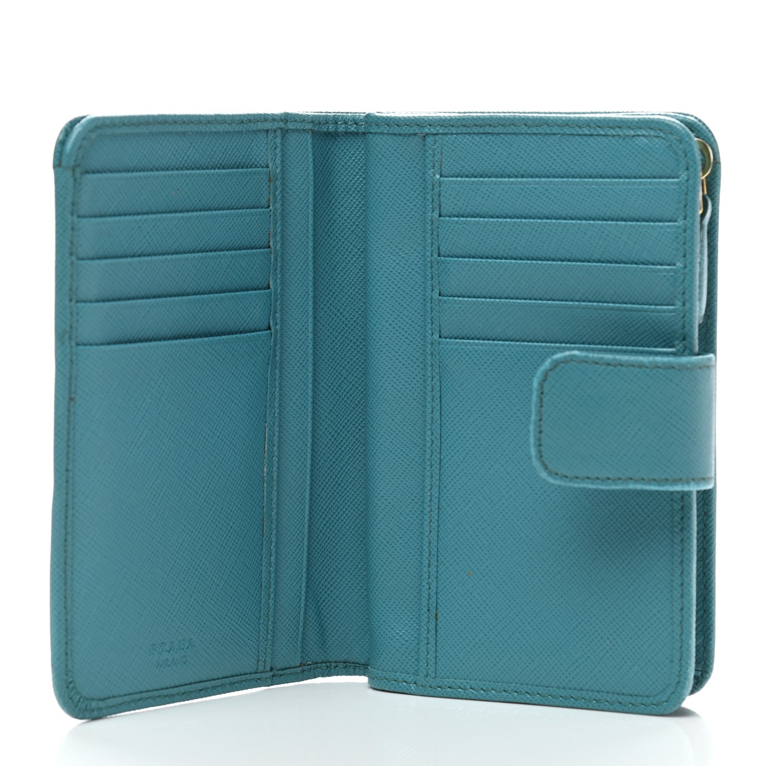 Prada Saffiano Metal Compact Wallet Turchese 5 of 10
