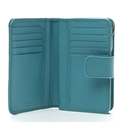 Prada Saffiano Metal Compact Wallet Turchese 5 of 10