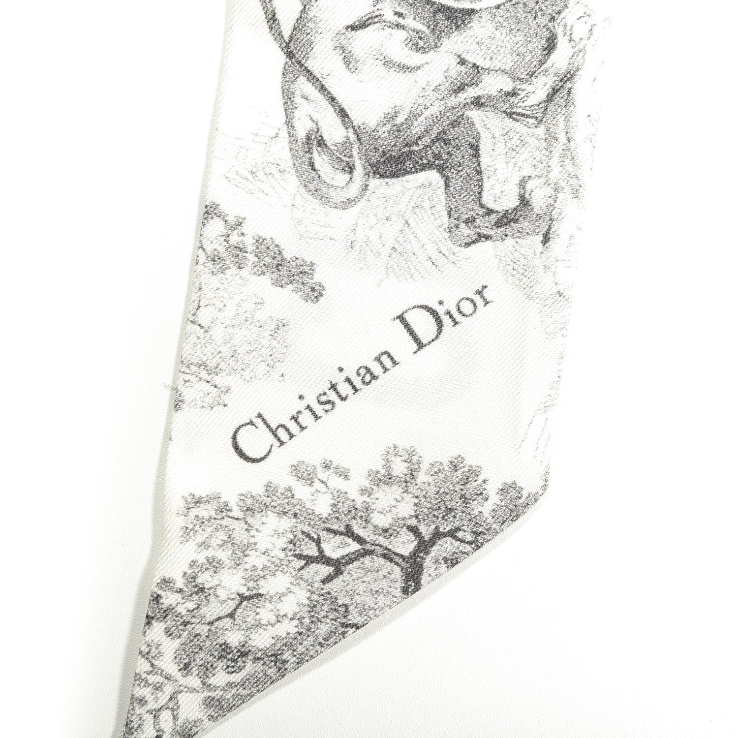 Christian Dior Silk Toile De Jouy Mitzah Scarf Green 2 of 3