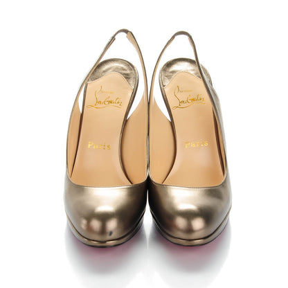 Christian Louboutin Laminated Nappa Scissor Girl 120 Platform Slingback Pumps 37.5 Bronze 2 of 7