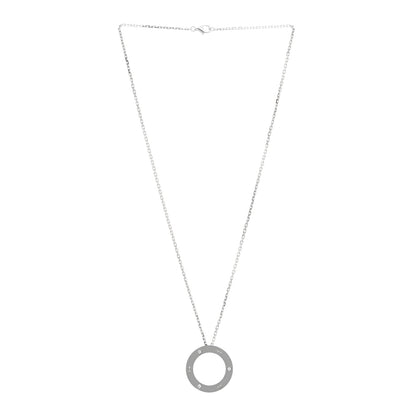 Cartier 18K White Gold 3 Diamonds LOVE Pendant Necklace 3 of 4