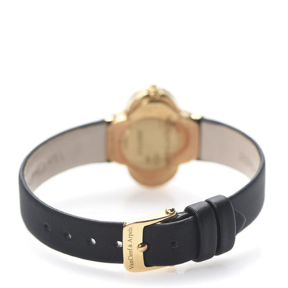 Van Cleef & Arpels 18K Yellow Gold Satin Onyx 26mm Alhambra Quartz Watch 4 of 9