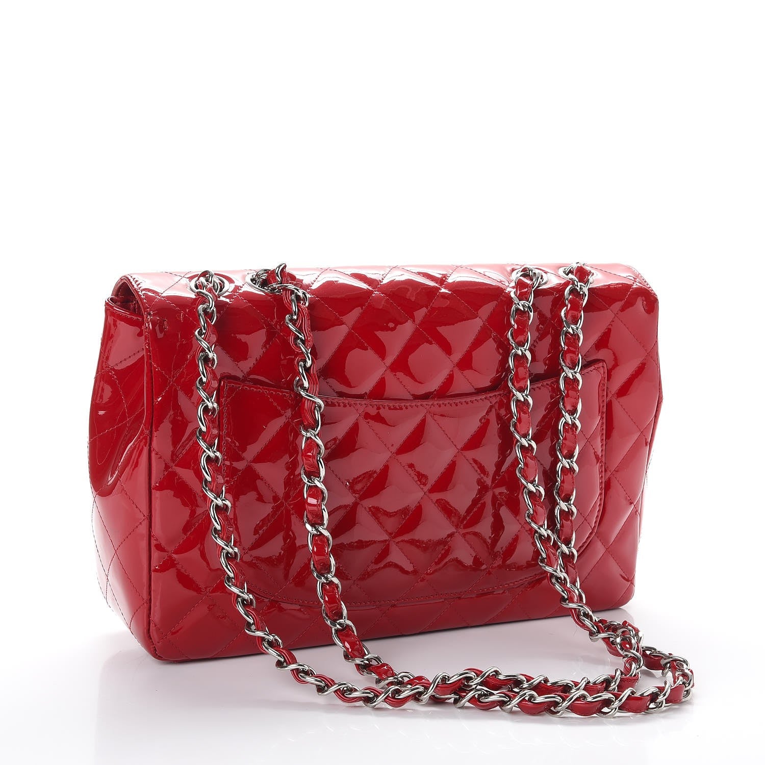 Chanel Patent Quilted Jumbo Single Flap Red 3 of 11