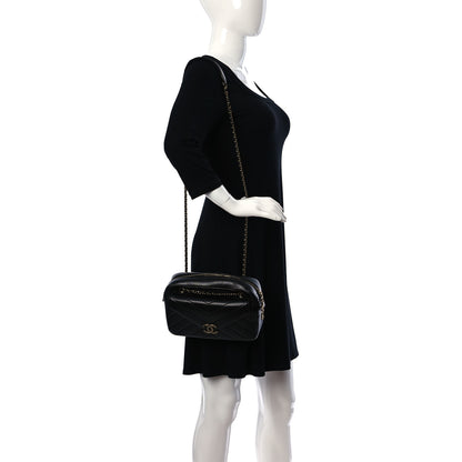 Chanel Lambskin Chevron Large Camera Case Black 2 of 10