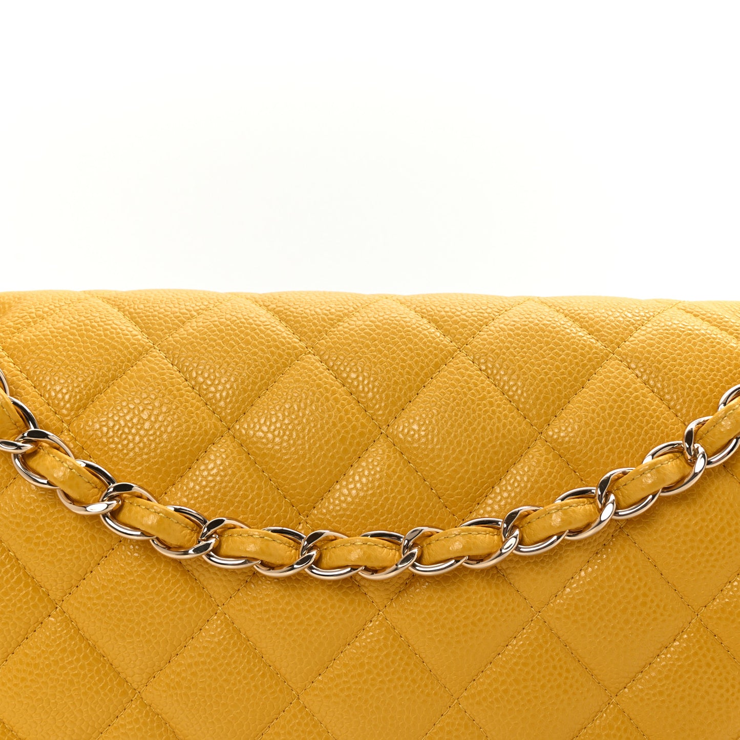 Caviar Quilted Jumbo Double Flap Yellow