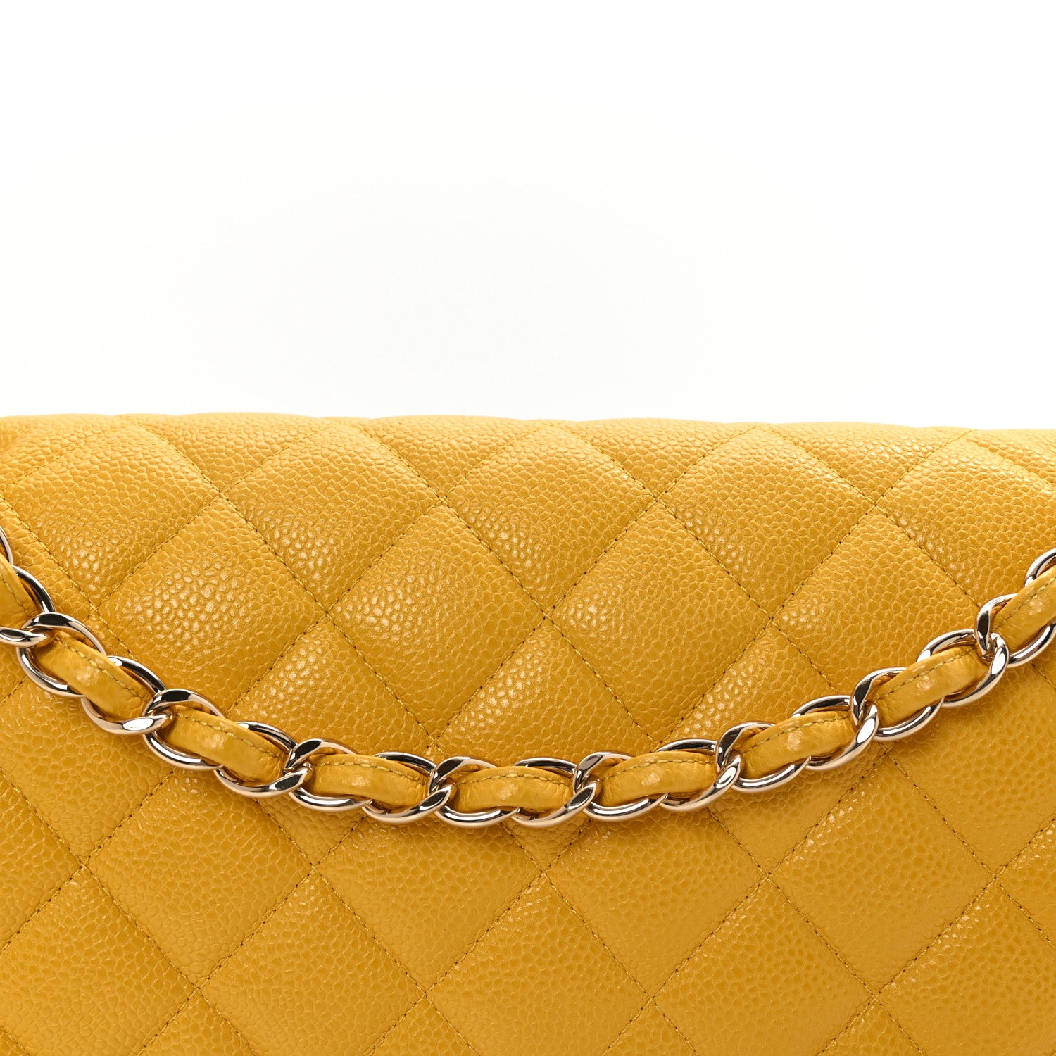 Chanel Caviar Quilted Jumbo Double Flap Yellow 8 of 10