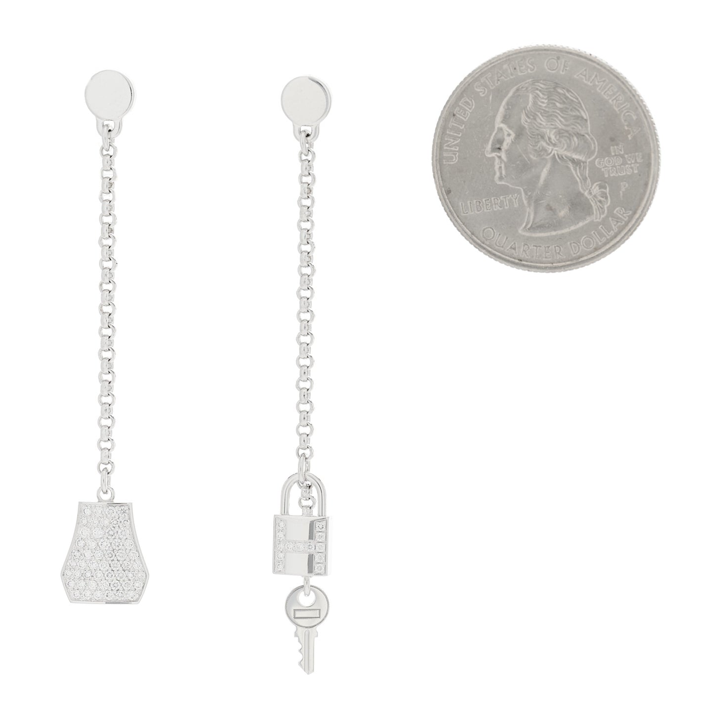 18K White Gold Diamond Kelly Clochette Drop Earrings